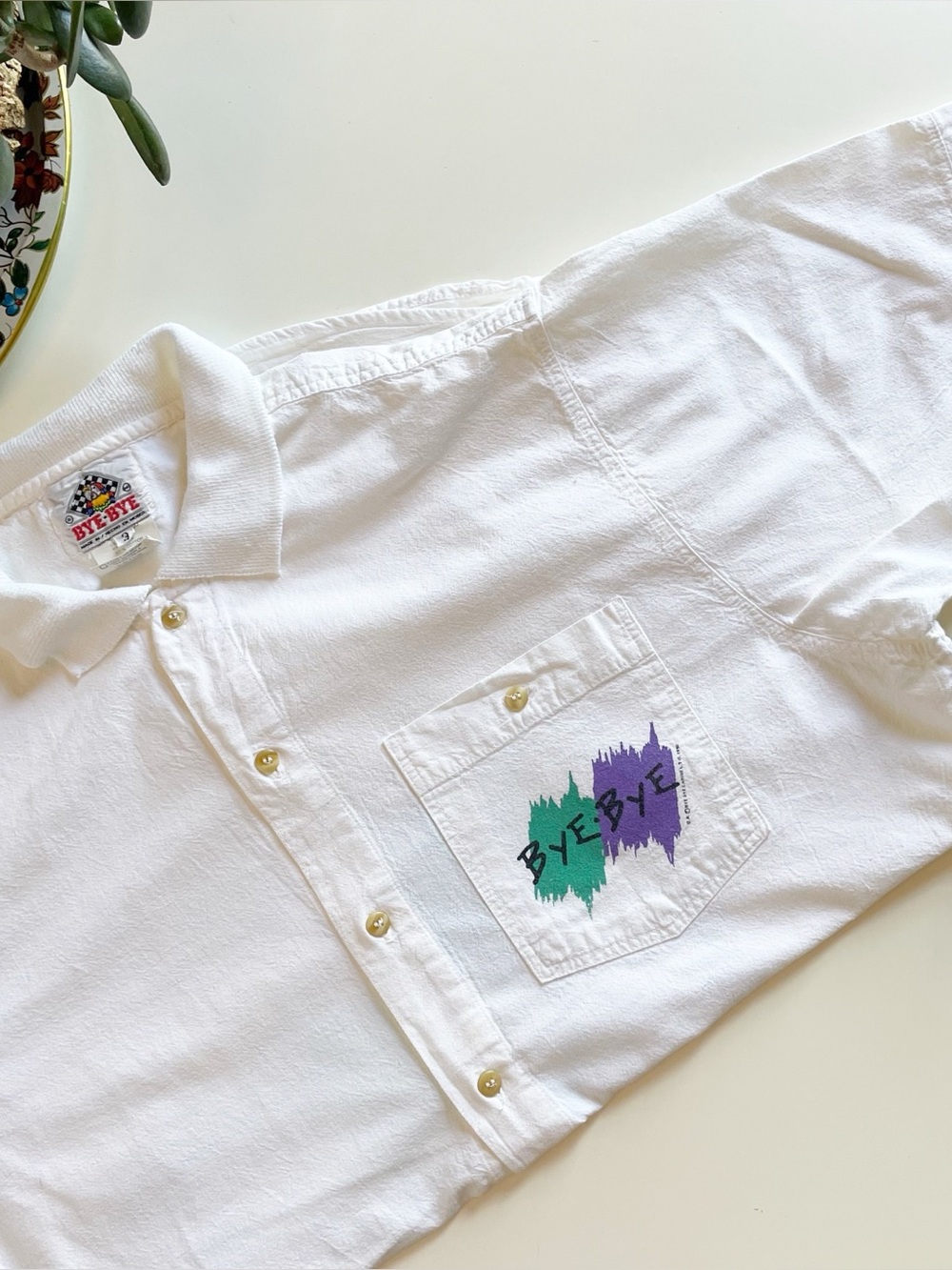 Vintage 1990 Bye Bye St Thomas Button Down Beach Shirt | Size 3 / Large